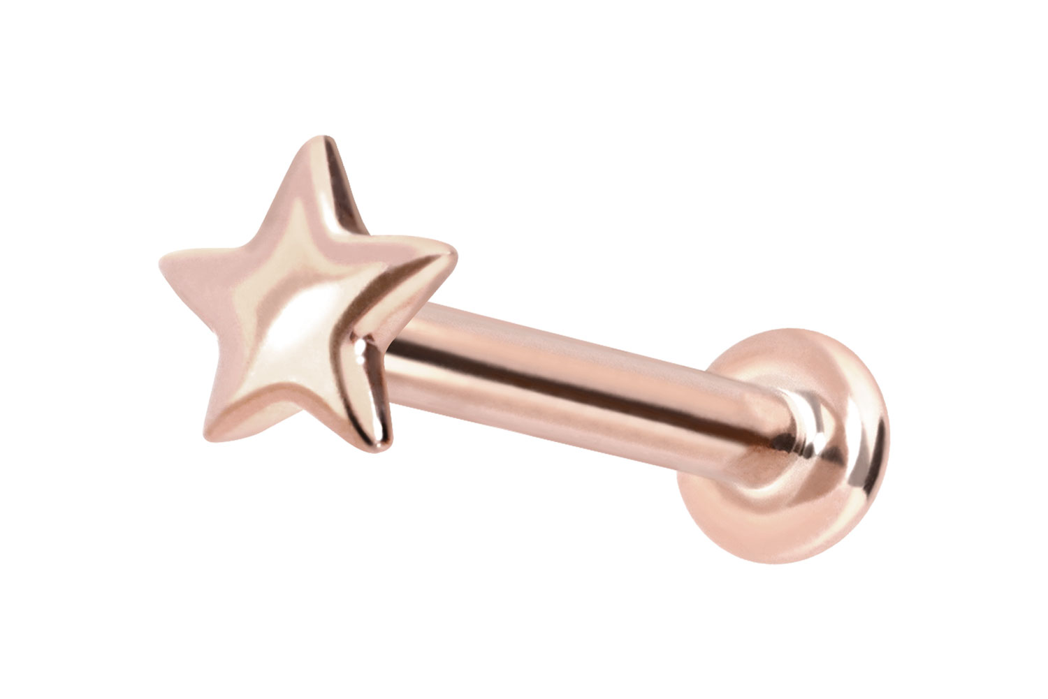 14 Karat Gold Labret Piercing mit Innengewinde STERN